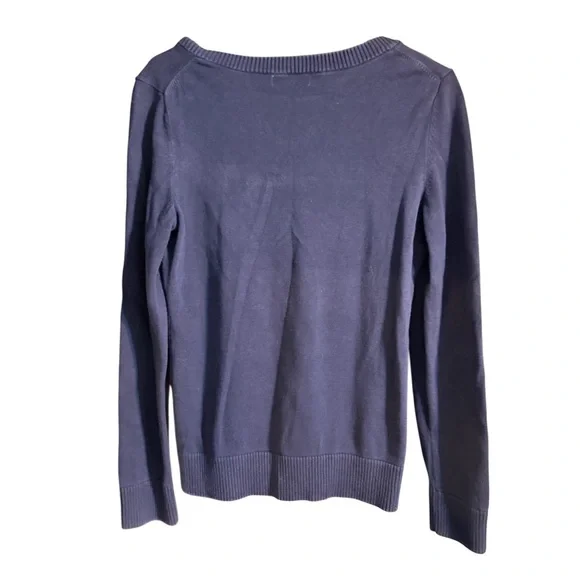 Lilly Pulitzer Navy Blue V Neck Sweater Palm Tree Logo Lightweight Knit - Picture 3 of 3